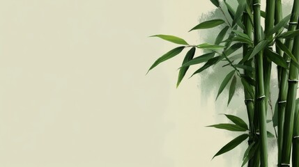 Fototapeta premium Serene Bamboo Forest Painting: A Tranquil Green Escape