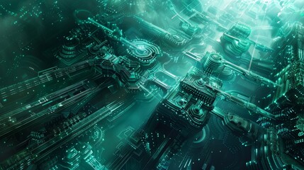 Naklejka premium Abstract Teal Tech Wallpaper