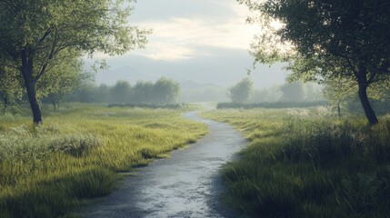 foggy road in the horizon