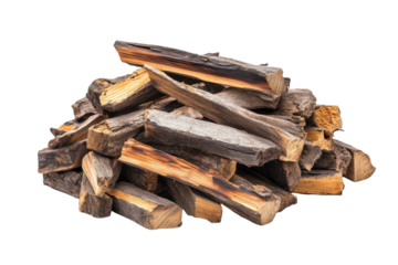 Kindling Wood Isolated on transparent Background for Natural Fireplace or Campfire