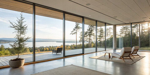 A Bright Spacious Room with a Panoramic View and Abundant Natural Light