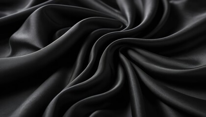 Obraz premium Elegant Draped Black Silk Fabric Texture Background: Luxurious Smooth Surface Closeup