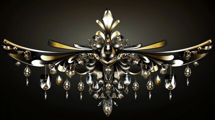Opulent Black and Gold Crystal Chandelier Design with Exquisite Details