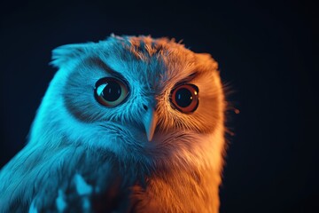 Neon Owl: A Close-Up Portrait of a Majestic Bird