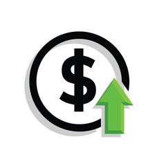 coin icon. money strengthens, rises. money management vector, business and finance icon, showing continuous movement. Mixed design style