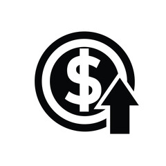 coin icon. money strengthens, rises. money management vector, business and finance icon, showing continuous movement. Solid design style