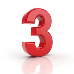 Naklejka premium 3d red number 3