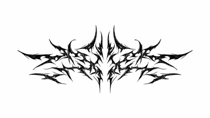 Obraz premium Cyber neo tribal vector design with sharp, symmetrical lines. Perfect for tattoos, logos, or graphic elements, offering a bold and edgy aesthetic for various creative projects