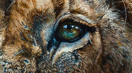 Vibrant depiction of a bird&rsquo;s focused gaze with detailed close-up