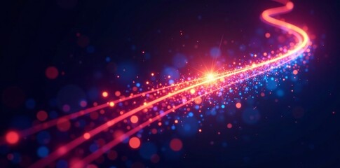 Dynamic light trails with incandescence curve and sparkling translucent comet bokeh, neon vector, sparkling, white trail