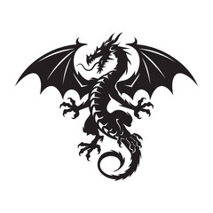 black dragon silhouette vector on white