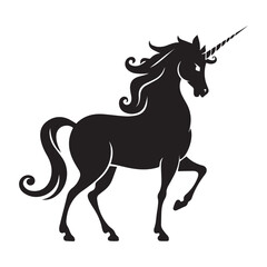 vector silhouette of a unicorn horse