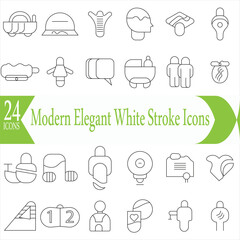 Minimal Modern Elegant White Stroke Icons (Family, People Education, School and Medical)