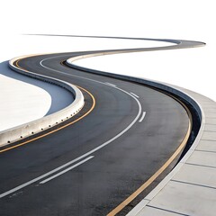 3D Winding Road on a White Isolated Background. Road way location infographic template