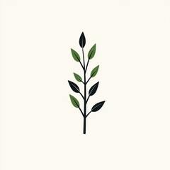Fototapeta premium A Simple Stylized Plant With Green And Black Leaves