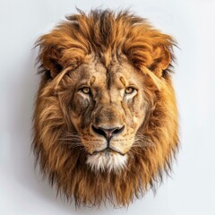Fototapeta premium Close up portrait of a male lion showing its majestic mane and intense gaze