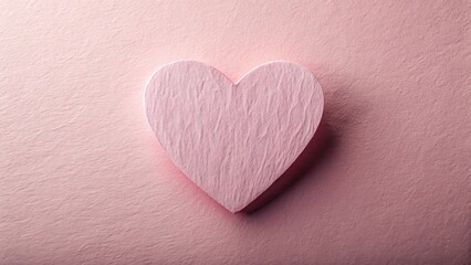 Fototapeta premium Soft pink paper heart with subtle texture and veins, placed on a minimalist background , valentines day, devoted, valentines day