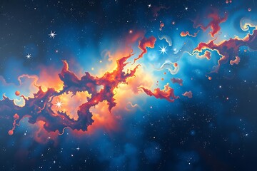 Deep space shining stars in night sky, constellation star field, galaxy abstract purple and blue space background with stars