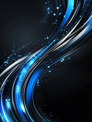 Obraz premium Abstract flowing lines, dark blue and silver, dynamic background