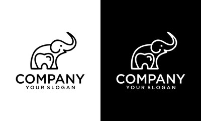 Creative Elephant Dental Teeth Logo Vector Template