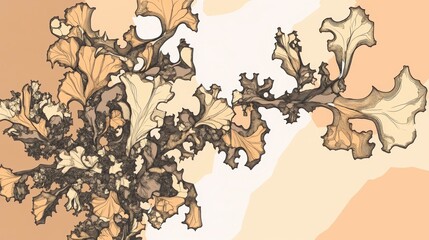 Naklejka premium Intricate Botanical Design: A Detailed Exploration of Organic Forms