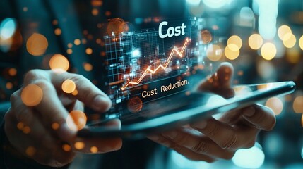 Ai generates cost reduction strategies business setting digital content professional environment closeup viewpoint