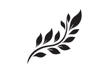 Branch with Teardrop Leaves Silhouette