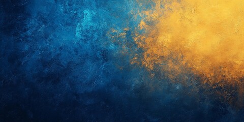 Fototapeta premium Vibrant yellow and blue grainy texture background with abstract noise.