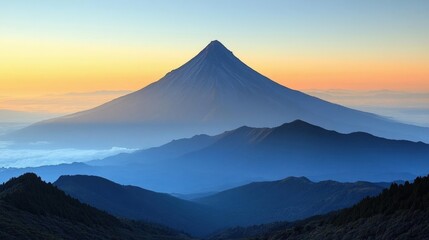 Fototapeta premium Majestic Volcano at Sunrise, a Panoramic Landscape View