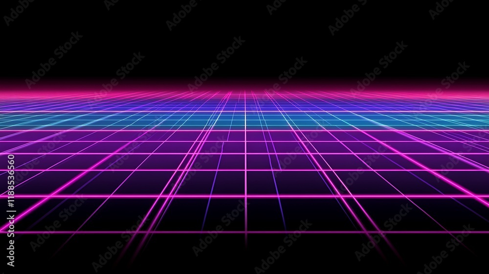 Poster abstract grid perspective, futuristic background, digital art, possible use for technology concept