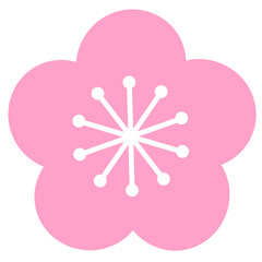 梅の花のイラスト（薄いピンク）