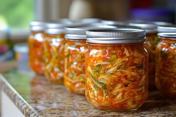 Korean pickled sides like kimchi cucumber or radish
