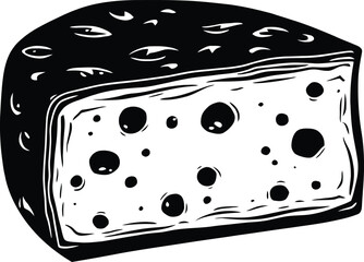 Cheese Slice Icon on Checkerboard Transparent Background