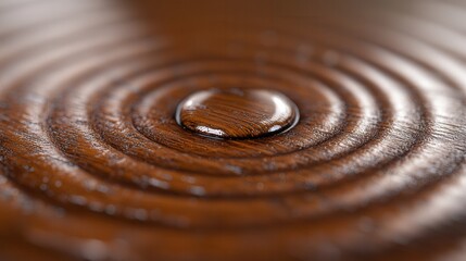 A close up of a drop of water on a wooden surface