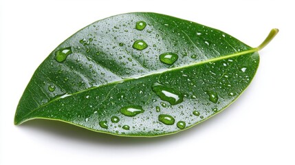 A green leaf with water droplets on it