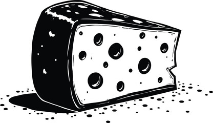 Cheese Slice Icon on Checkerboard Transparent Background