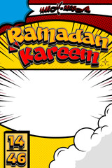Vibrant Ramadan Kareem Background with Pop Art Style and Comic Elements