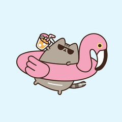 Pusheen swimming