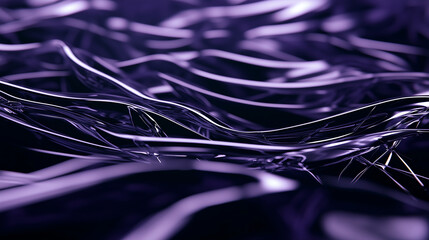 The purple metallic abstract background showcases smooth, flowing waves interrupted by precise geometric engravings, reflecting a seamless blend of organic beauty and advanced tech