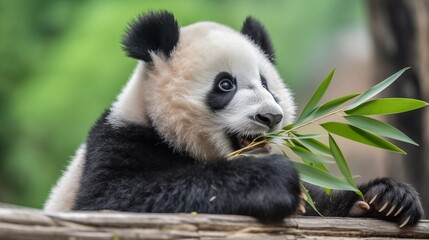 Obraz premium Panda Munching Bamboo