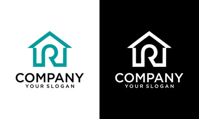 Creative Letter R Roof Building Architecture Roofing House Rooftop Simple Monogram Icon Vector Logo Design