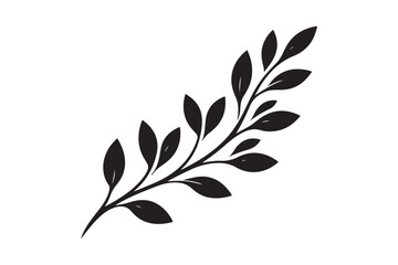 Branch with Teardrop Leaves Silhouette