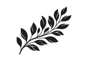 Branch with Teardrop Leaves Silhouette