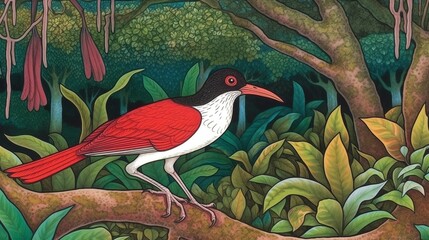 Obraz premium Tropical Bird in Jungle Canopy