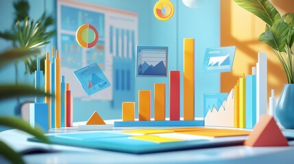 3D visualization of economists forecasting the effects of tax reforms on the economy, with floating 3D graphs and projections of tax cuts, government revenue, and economic growth in a virtual