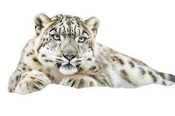 Obraz premium Snow Leopard Isolated on transparent Background for Use in Wildlife Conservation Design