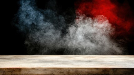A wooden table with smoke coming out of it