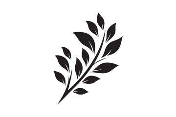 Branch with Teardrop Leaves Silhouette