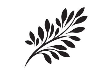 Branch with Teardrop Leaves Silhouette