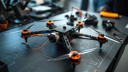 Close-up of a Modern Drone on a Table